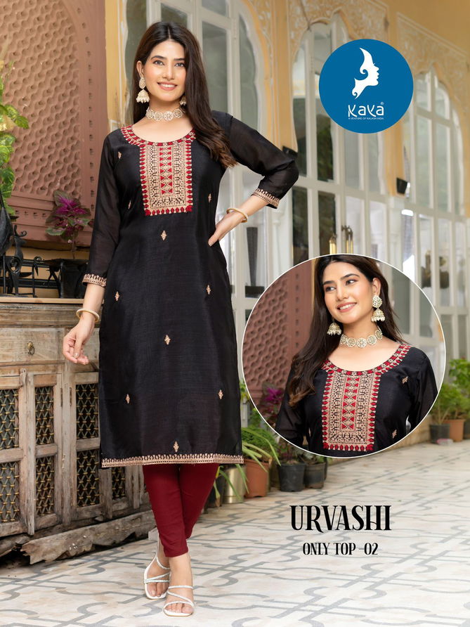 Urvashi By Kaya Vichitra Silk Designer Kurtis Wholesalers In Mumbai
